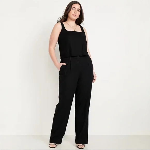 NWOT Old‎ Navy Extra High-Waisted Pleated Taylor Wide-Leg Linen-Blend Trou… - Picture 3 of 9